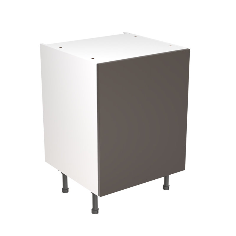 Kitchen Kit Flatpack Slab Gloss Base Unit, 87cm H x 60cm W x 57cm D, Graphite