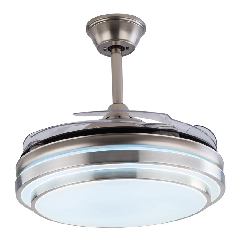 Aadilynn 42 Inch Retractable Ceiling Fan Light 3 Color Dimmable with LED Light and Remote Control