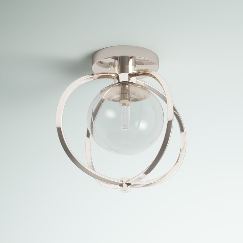 Kroll Glass Semi Flush Mount, Polished Nickel