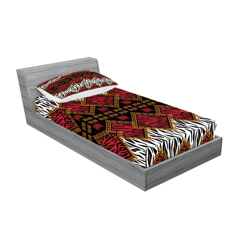 Drap-housse et coussin décoratif Ambesonne, Ensemble de draps pour lit simple + 3 pièces supp