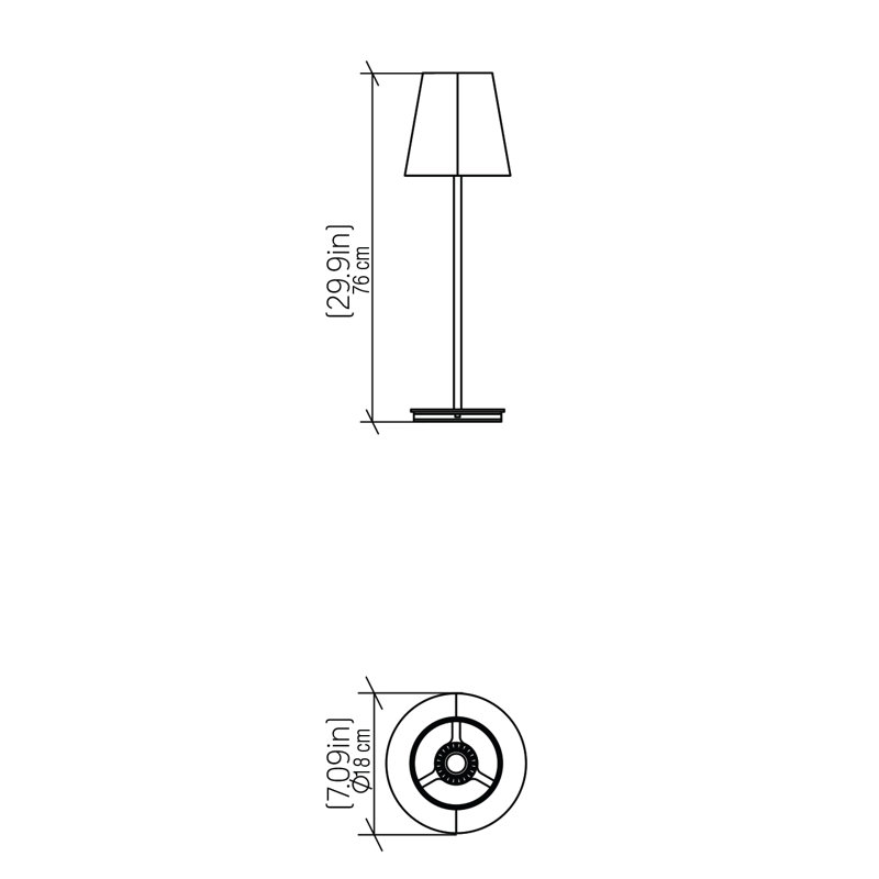 Conical Buffet Table Lamp, 29.9" H x 7.09" W x 7.09" D, Maple