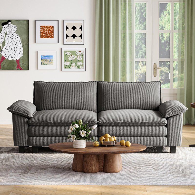 Colbey 90'' Upholstered Modular Cloud Sofa, Lena Gray Corduroy, 34.64'' H x 89.76'' W x 34.64'' D