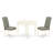 3 Piece Dining Table Set for Small Spaces Contains a Round Kitchen Table and 2 Gray Linen Fabric Upholstered Parson Chairs, Linen White-1168559035