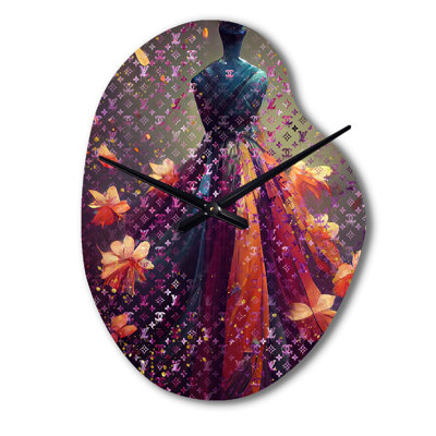 Luxurious Fantasy Dress I - Horloge murale en forme de mode unique, horloge murale asymétrique glam