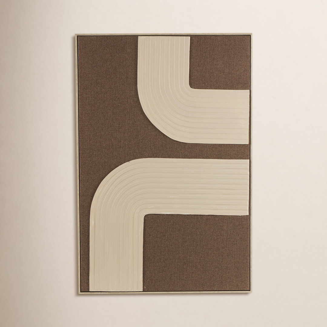 The Novogratz Polyester Geometric Living Room Framed Wall Art with Tan Layered Arches Joss & Main