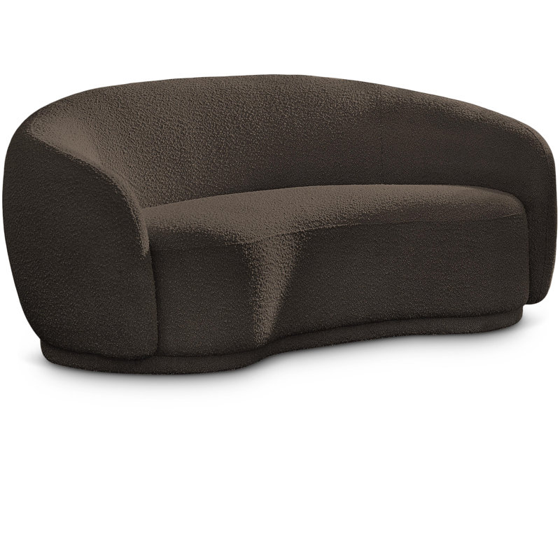 Canapé Chesterfield Hyde, Tissu brun bouclé, H 27,5 po x l 64 po x P 38 po