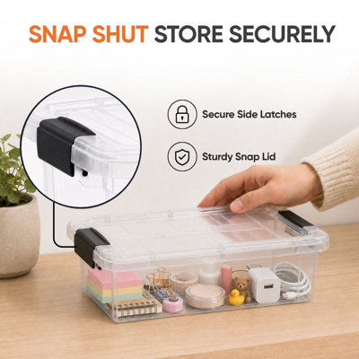 Superio 2.3 Qt. Clear Mini Storage Bins with Lids, 5 Pack- Plastic Storage Boxes for Home