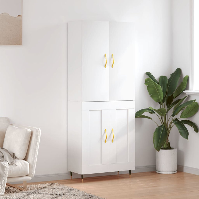 Mickinzie 4 Door Manufactured Wood Wardrobe, White