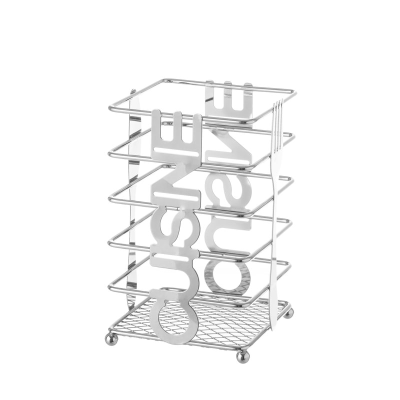 Cuisine Metal Square Utensil Crock, Silver