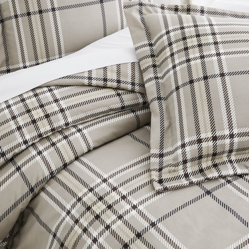 Vilano Plaid Collection Down Alternate Oversized Comforter Set by Southshore Fine Linens, Tofu