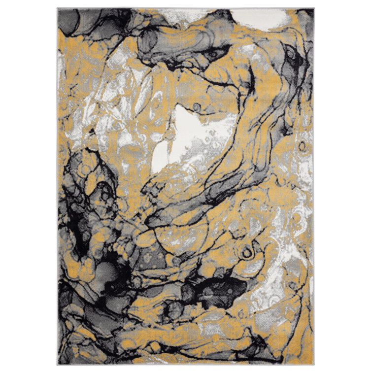 Tapis jaune / gris / blanc Devola