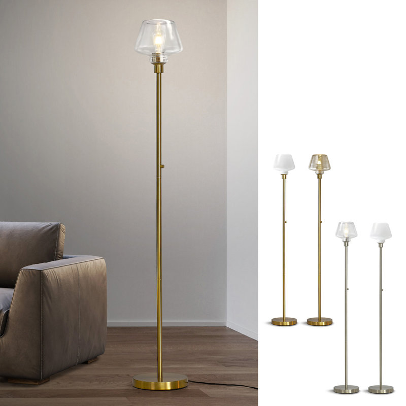 Ericdaniel 71'' Torchiere Floor Lamp, Brushed Brass, Clear