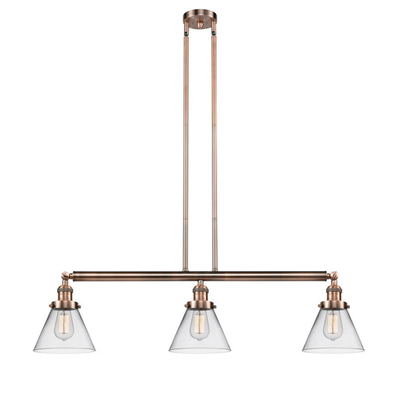 Morgan 3 - Light Kitchen Island Pendant, No Bulb Included, Clear, Glossy