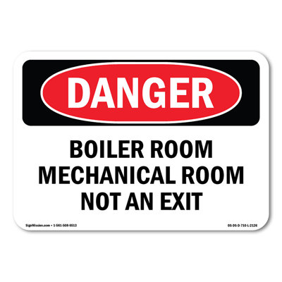 Boiler Room Mechanical Room Not An Exit Decal 24" X 18"