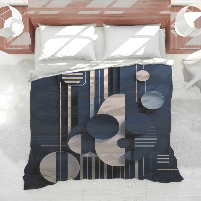 Blue White Circles Comforter, King