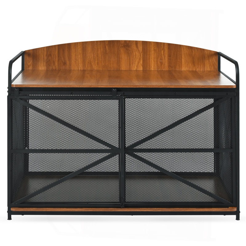 Meuble de rangement robuste pour chien de 42,8 po pour grand chien moyen, table de bout intérieure pour chenil en bois Farmhouse, maisonnette décorative pour grands chiens, brun