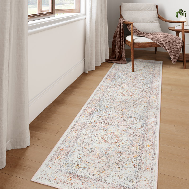 Large Floral Thick Border Washable Area Rug - Soft Cashmere Carpet for Living Room, Bedroom, or Office, Rectangle 8' x 10'