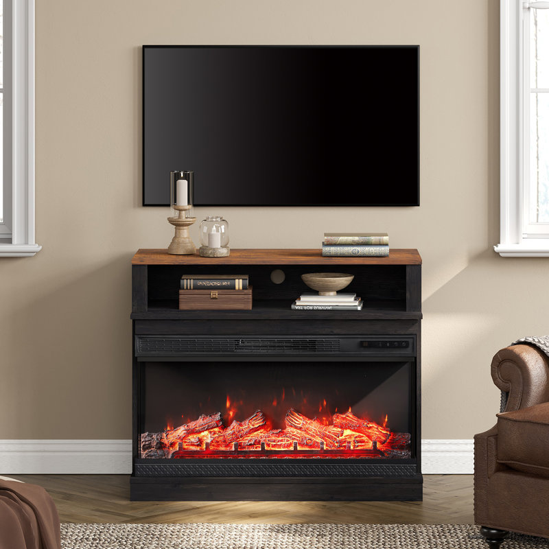 Gracie Oaks Fireplace TV Stand For 45 Inch TV, Black