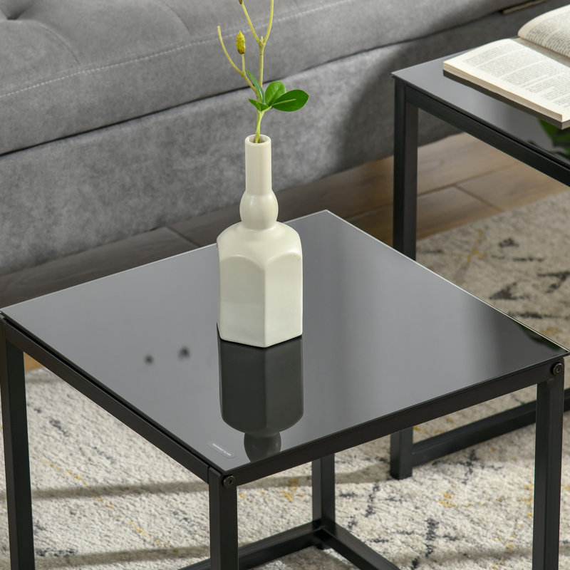 Aida Glass Top Frame Nesting Tables