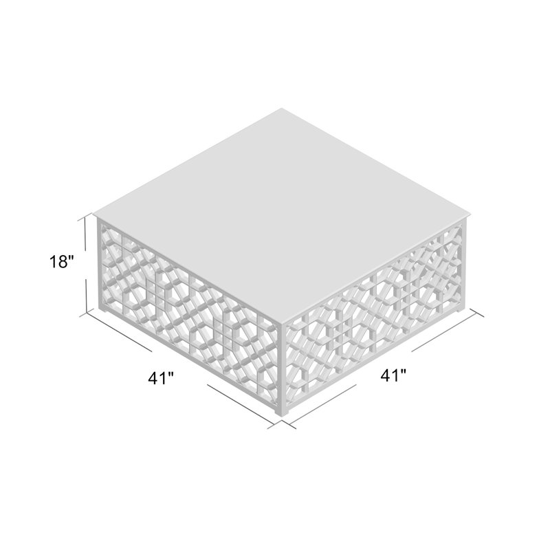 Elegant Square Marble Fret Cocktail Table with Intricate Jali Work