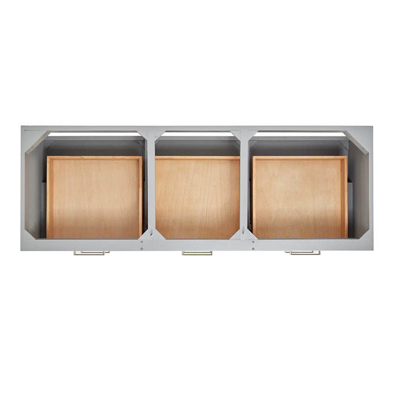 73'' W Double Vanity, Brushed Nickel, White, 61"