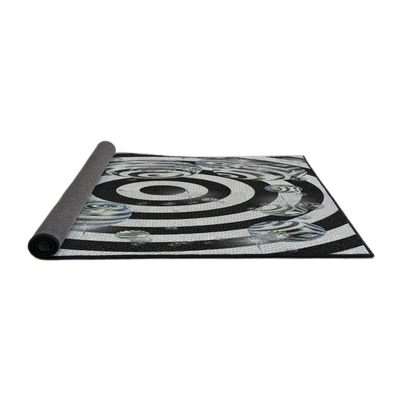 Tapis noir/blanc à motifs, Carré 8 pi