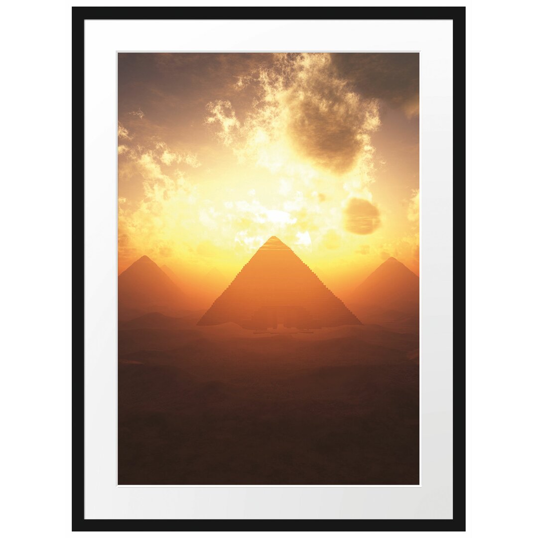 Gerahmtes Poster Pyramiden im Sonnenuntergang