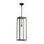 Luminaire suspendu d'extérieur noir mat 24 po - chaîne de suspension réglable, abat-jour en verre transparent, pour porche, patio, entrée et plafond de pavillon de jardin