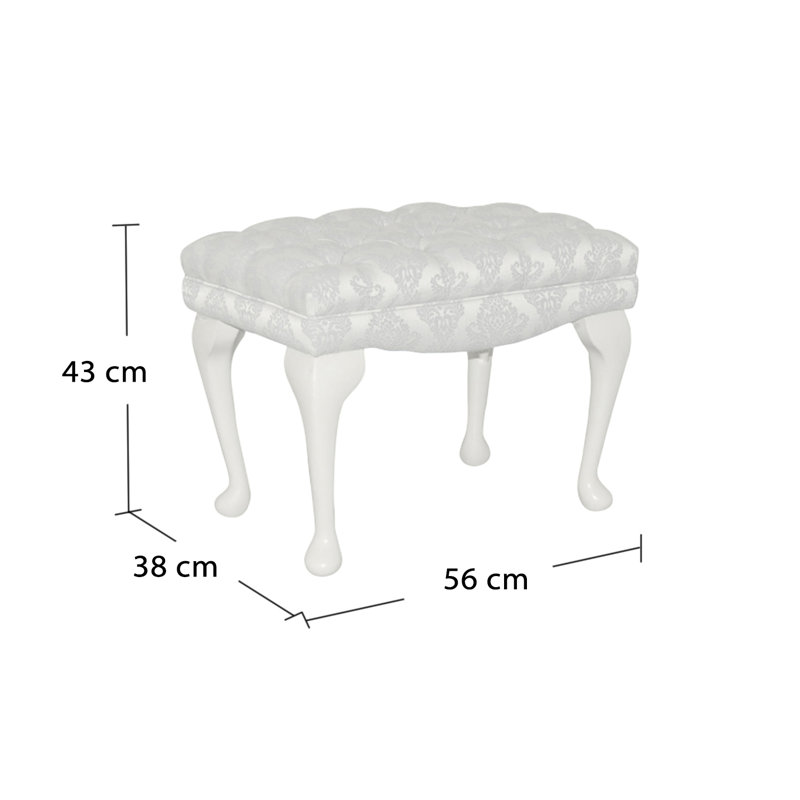 Loretta  Dressing  Stool, Cream, Angelina Blue Pattern