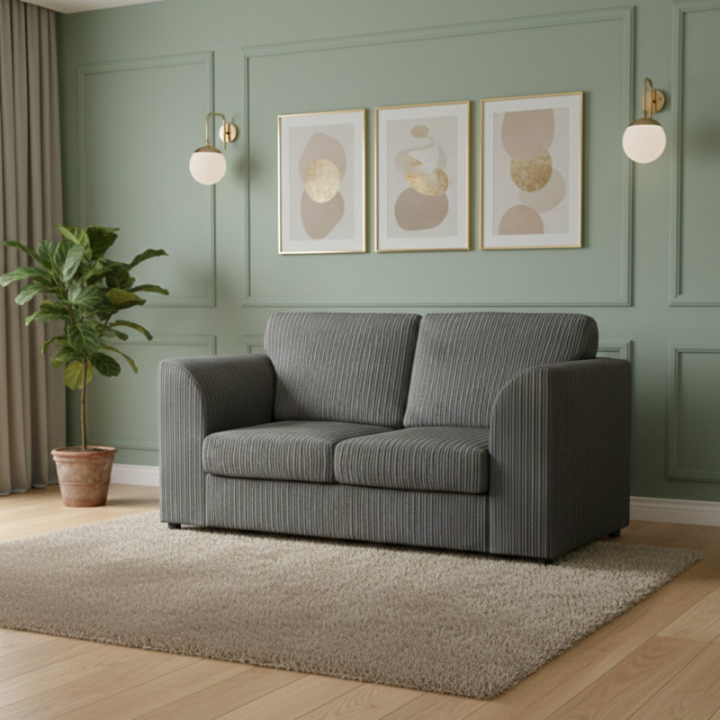 2 Seater Corduroy Sofa, Grey