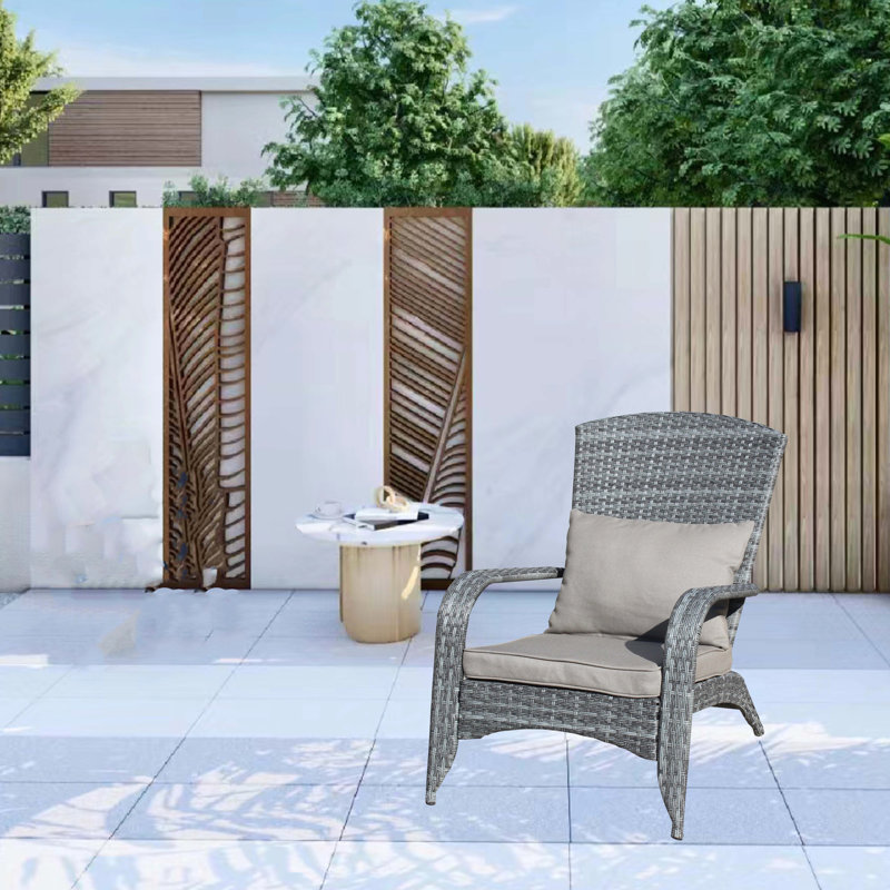 Chaise de patio avec coussins (coussin gris), Gris, Gris