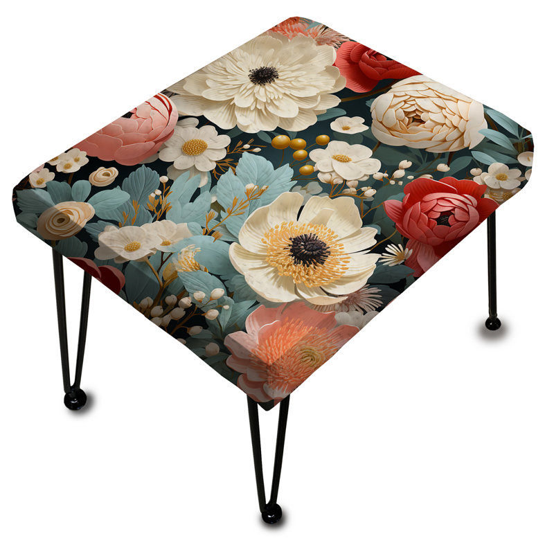 Delight motif floral rose et beige - Repose-pieds rectangulaire floral