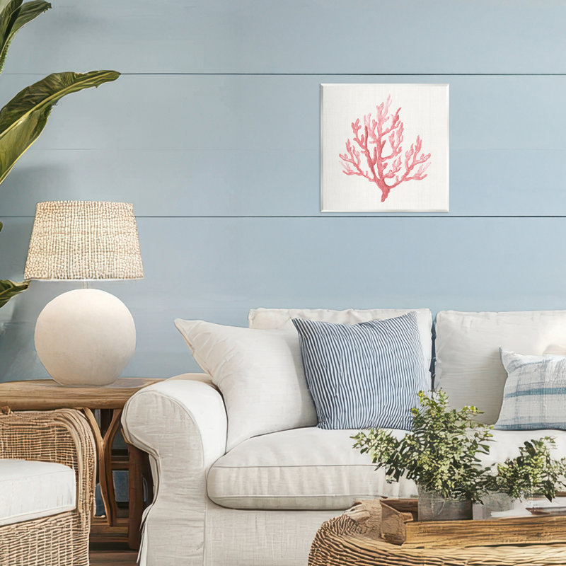 Plaque murale branche de corail rose discret, design par Janet Tava