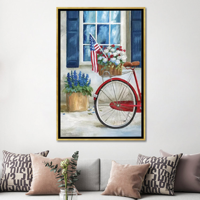 «Patriot Bike I» par Nan - impression, Encadrement doré, H 60 po x l 40po x P 1,5 po