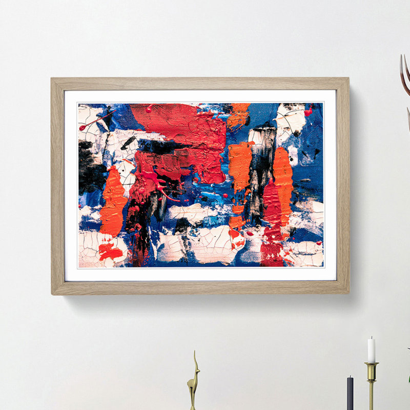 Abstract Art Painting Vol.322 by S.Johnson - Picture Frame Painting Print, 48cm H x 65cm W x 2cm D, Oak Framed
