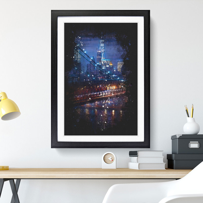 View of New York City - Framed Print, 33cm H x 24cm W x 2cm D, Black Framed
