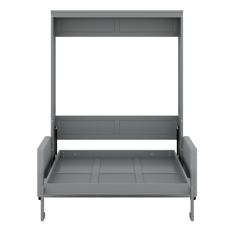 Lit escamotable peu encombrant, Gris, Lit double