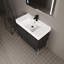 Armoire de salle de bain autoportante 36 po avec lavabo en résine - fini chêne foncé et aspect sophistiqué-457948925
