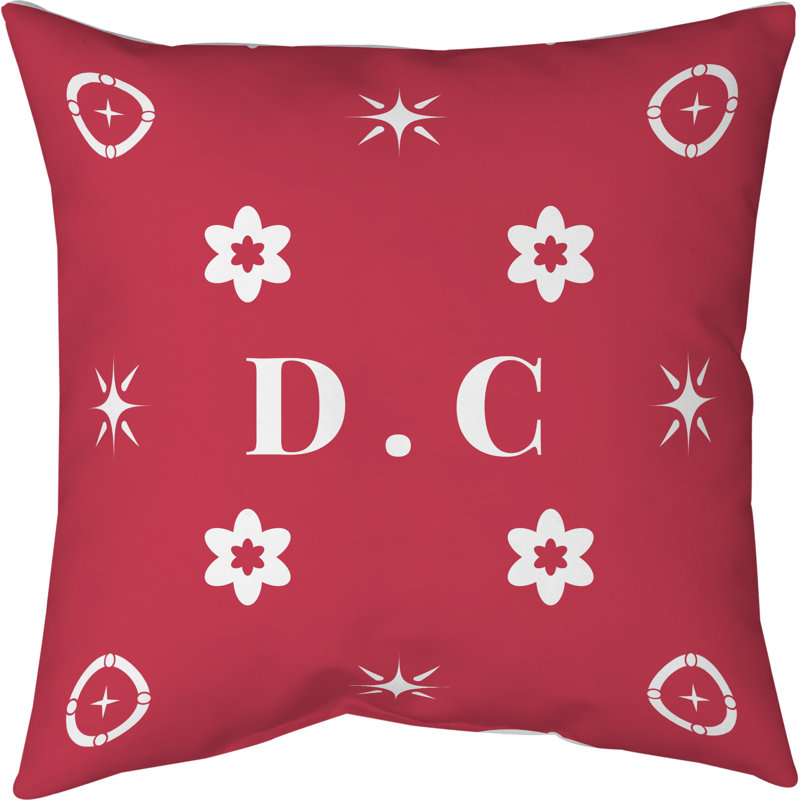 Coussin en coton DC Basketball, Blanc DC / rouge / bleu marine, H 14 po x l 14 po