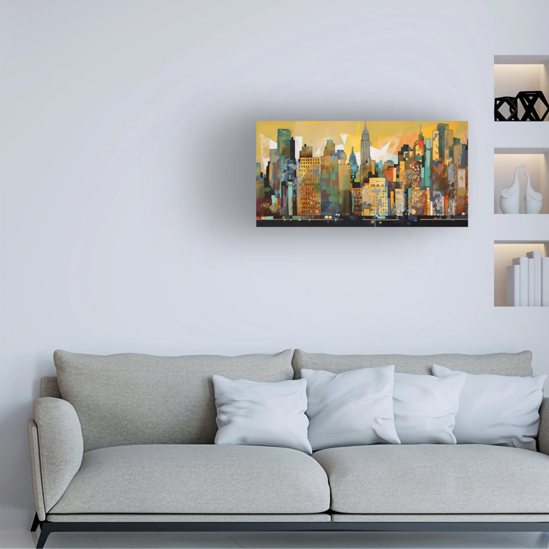 «Pop Art New York Gold 8 on Canvas» par Ray Heere, reproduction, H 10 po x l 19 po x P 2 po