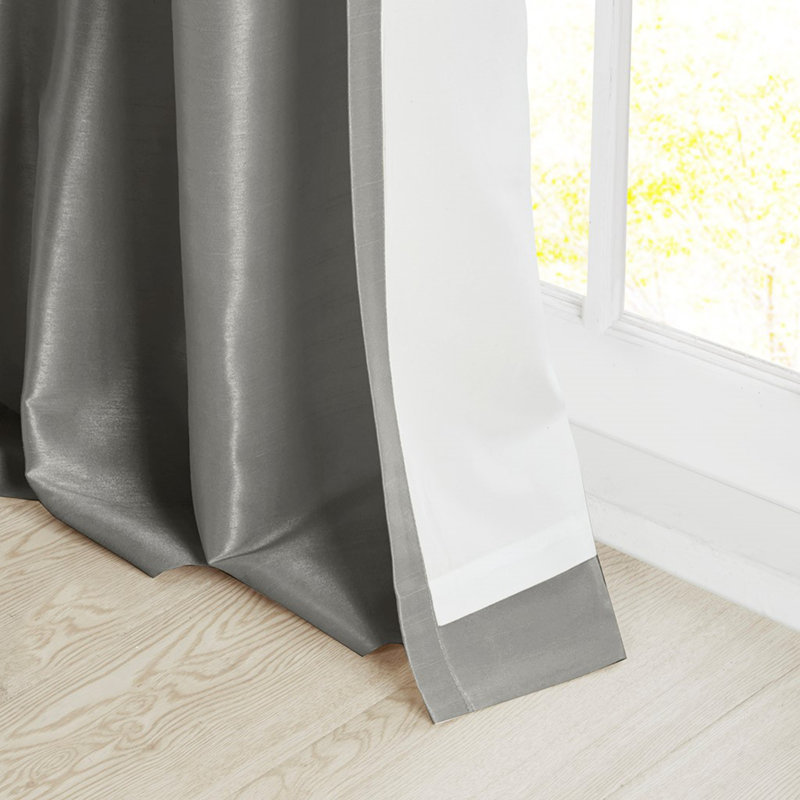 Twisted tape lined curtain panel, Charcoal, 50" W x 108" L