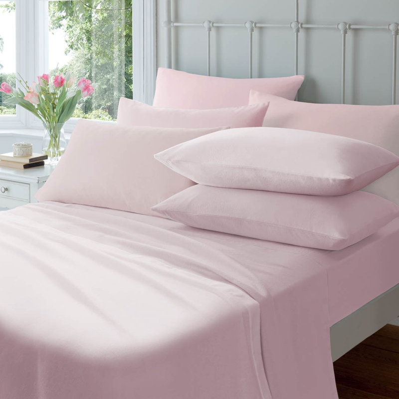 Brushed Cotton Fitted Sheet, Kingsize (5'), Pink