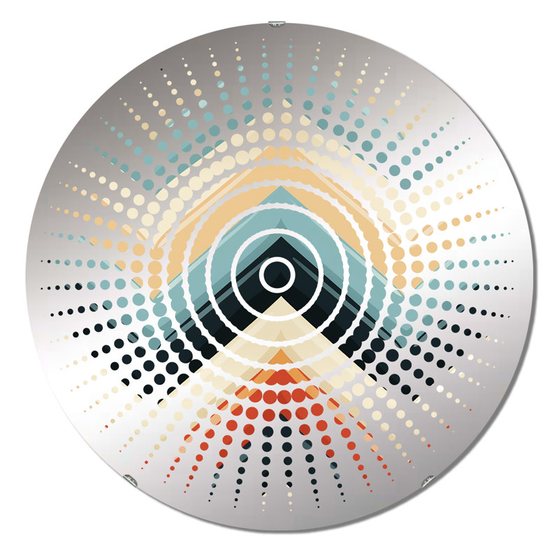 Miroir mural rétro avec motif de chevrons, 31,4 po x 31,4 po