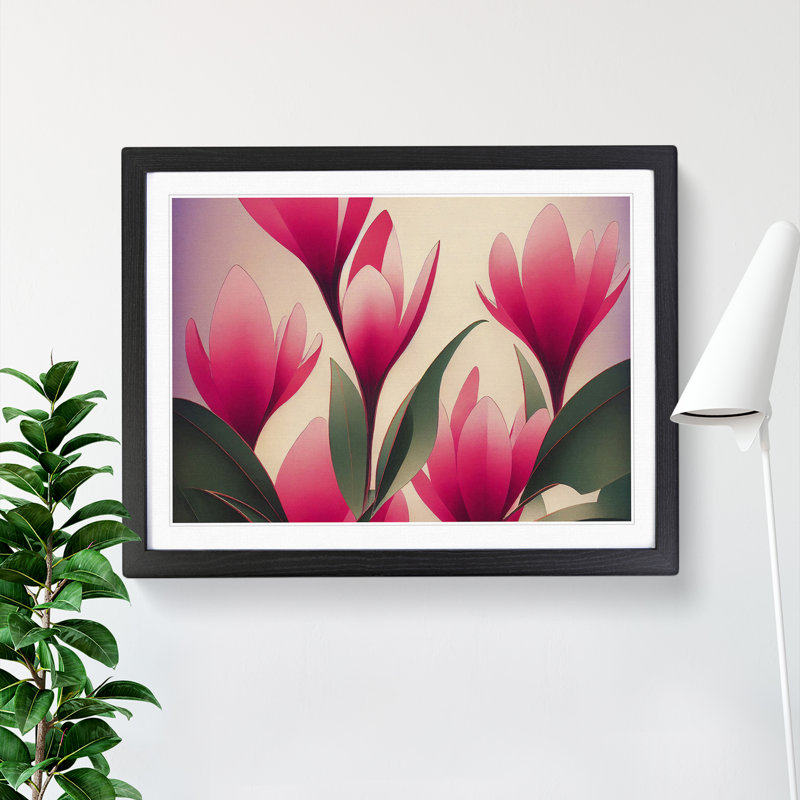 Cherry Blossom Flowers - Single Picture Frame Painting, Black, 34cm H x 46cm W x 2cm D