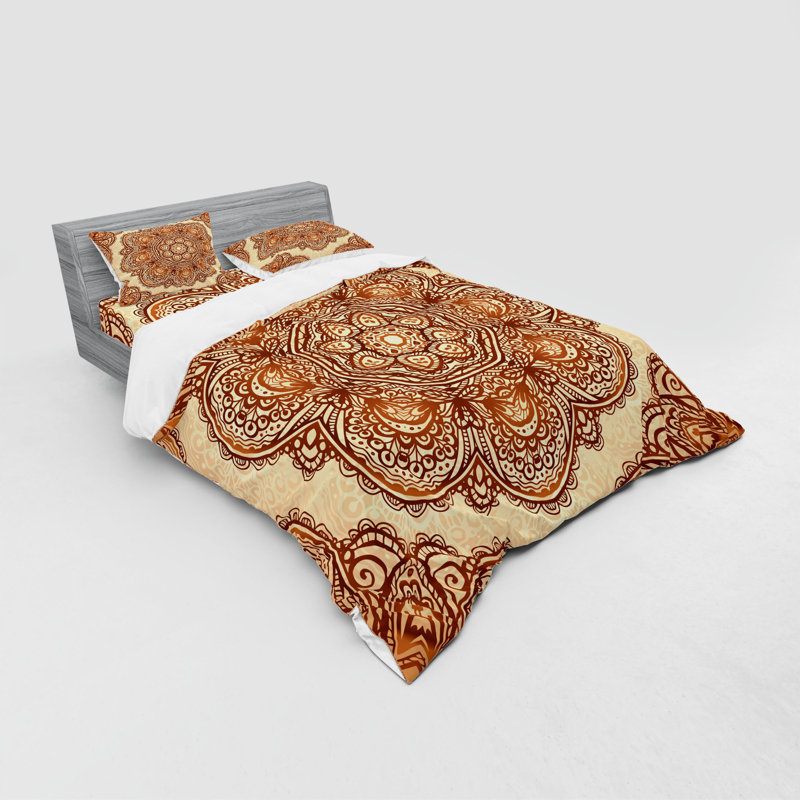 Ensemble de housse de couette traditionnelle en microfibre pâle / brun / brun foncé