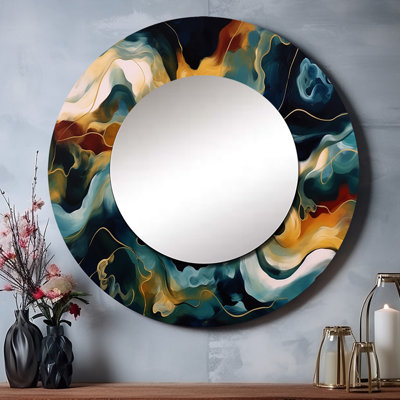 Miroir mural en marbre bleu et jaune Onua