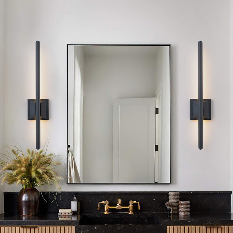 Modern Minimalist Black Slant-Cut Tube  Linear LED Wall Sconce