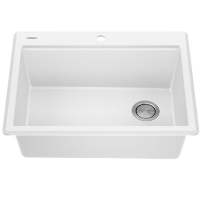Évier de cuisine à simple cuve à montage sur plan en granite 28 po KRAUS Bellucci avec accessoires
