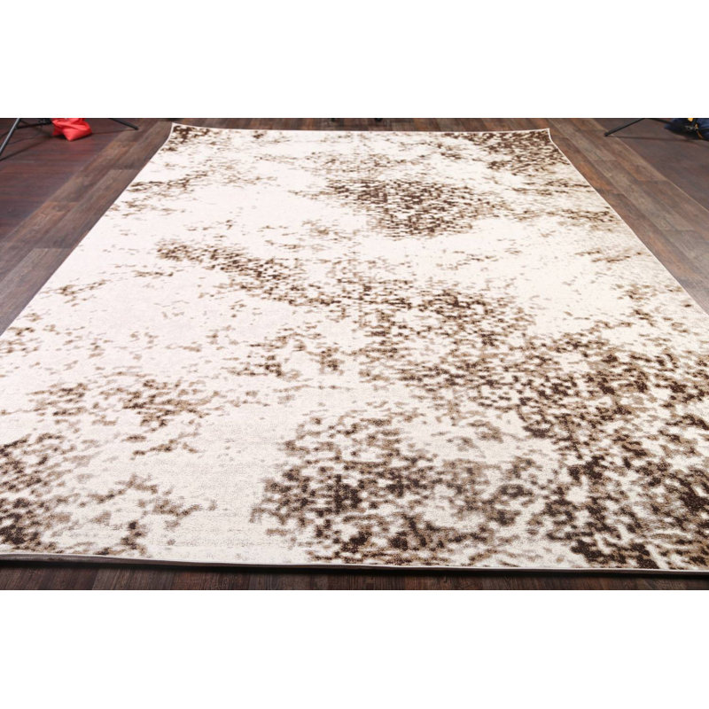 Tapis beige tissé à la machine Wooten, Rectangle 8 pi x 10 pi