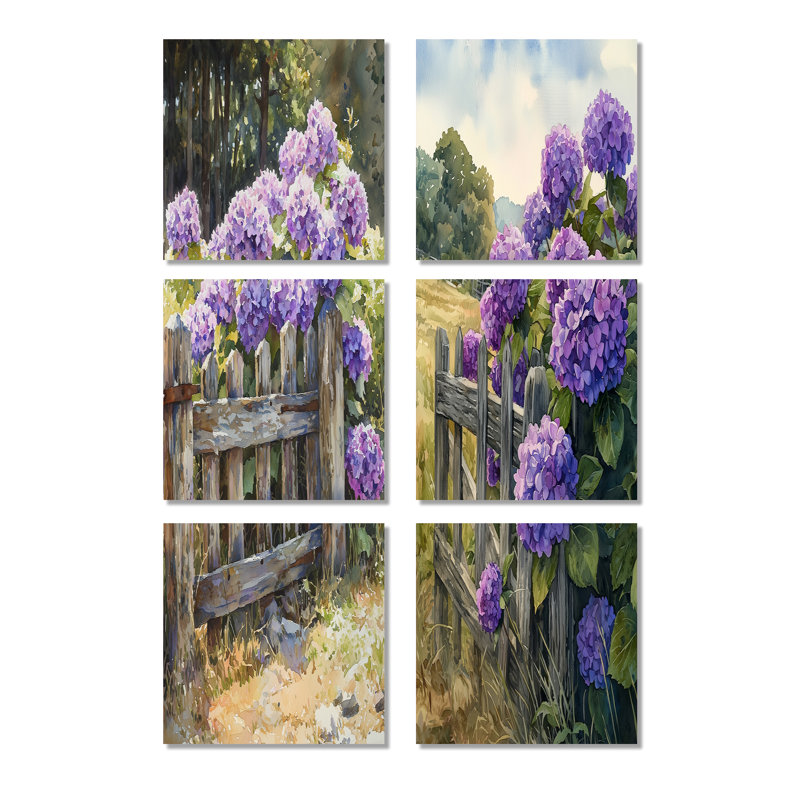 Poythress - Ensemble de 6 impressions sur toile florales, Toile tendue, Ne s’applique pas